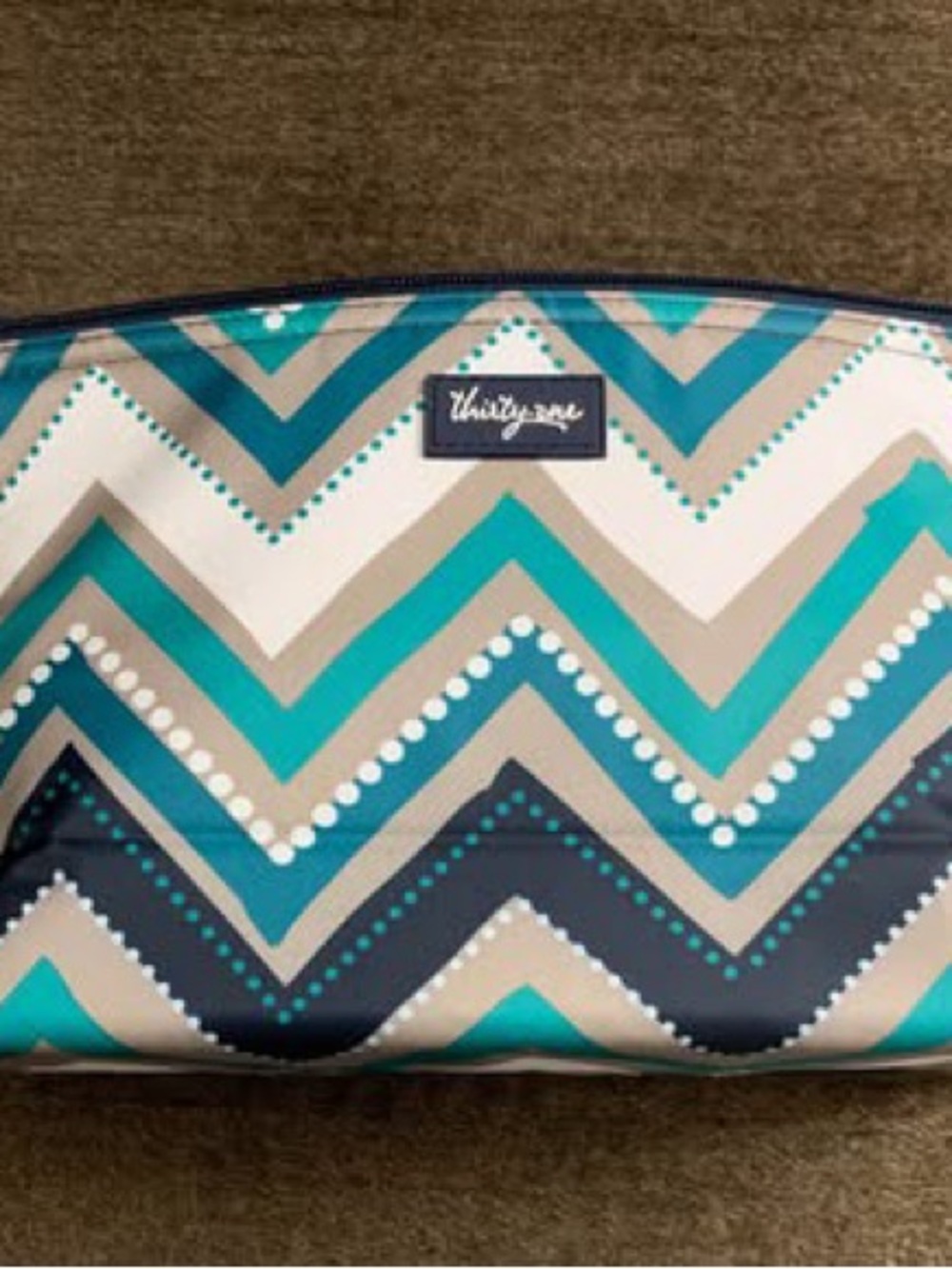 Thirty-One medium thermal zipper pouch in the Chevron pattern. New without tags